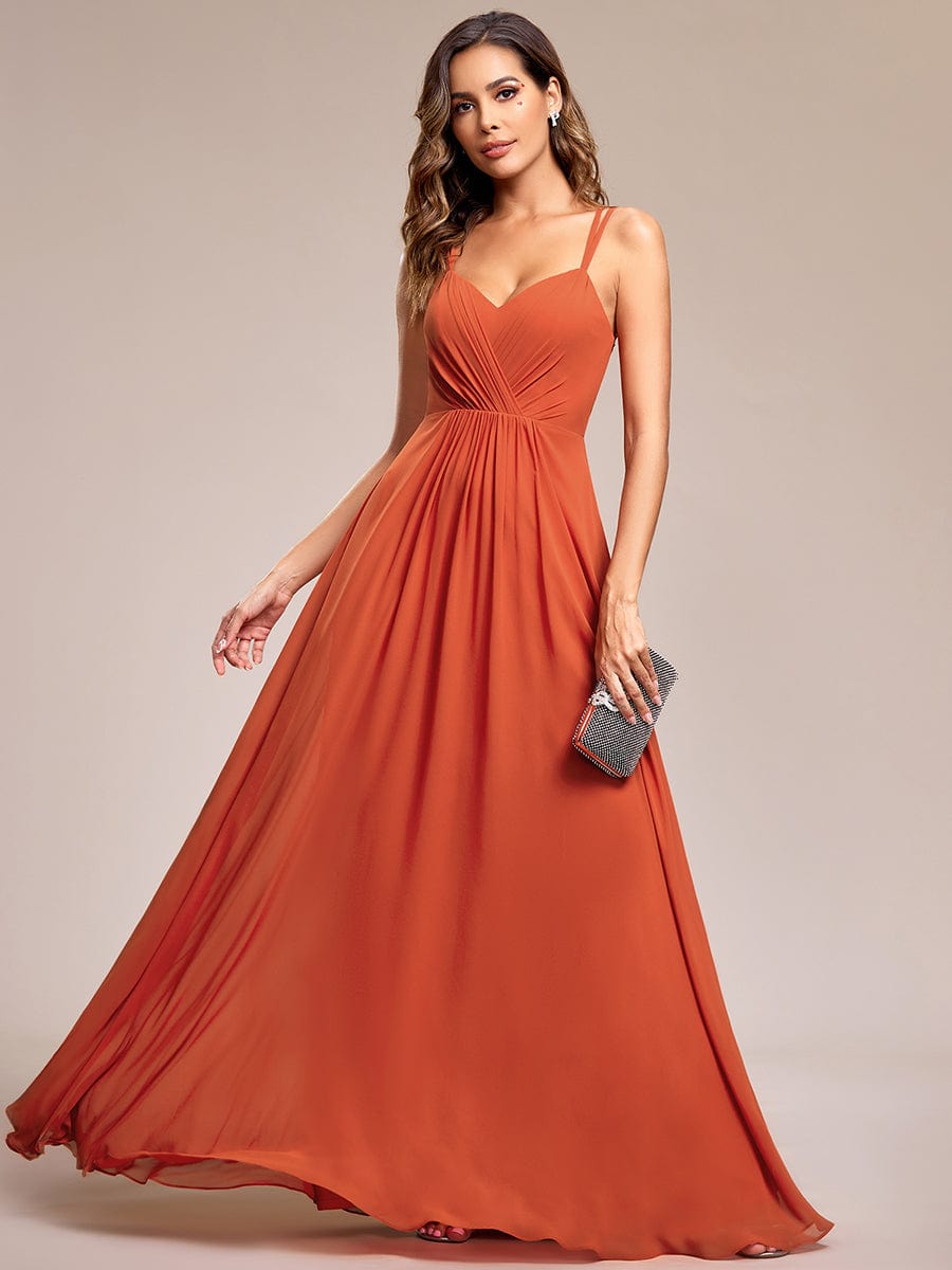 Convertible Chiffon Lace Open Back Spaghetti Straps Bridesmaid Dress DRE2310040006ORA4 Orange / 4