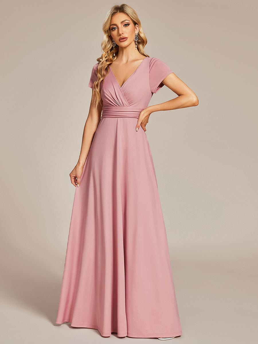 Simple Pleated Empire Waist A-Line Bridesmaid Dress DRE2310040020PNK4 Pink / 4