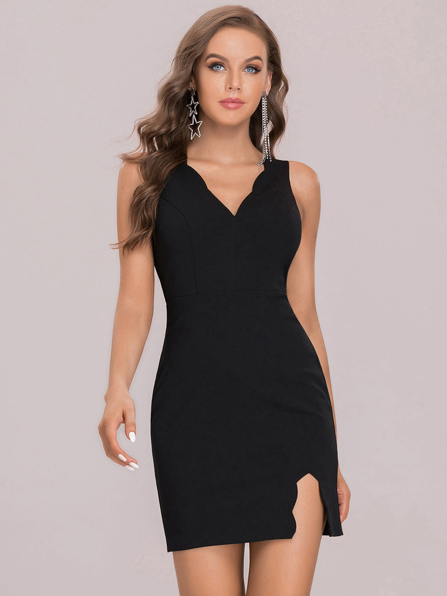 Simple and Cute Deep V Neck Sleeveless Wholesale Cocktail Dresses
