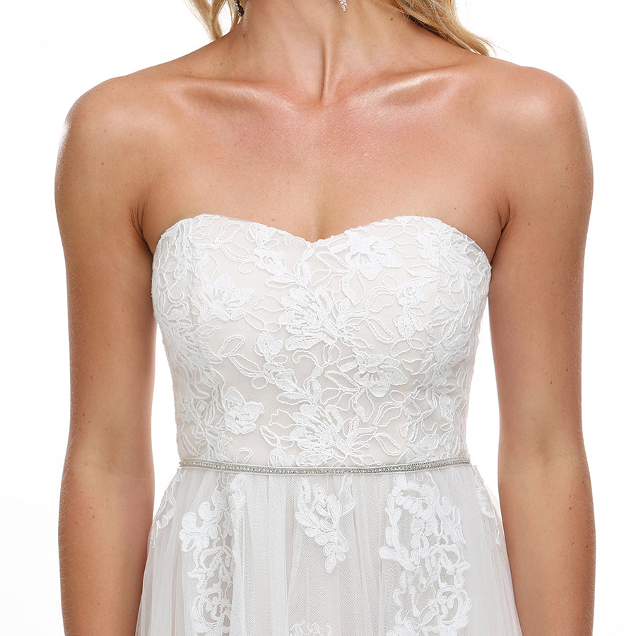 Strapless A Line Wholesale Wedding Dresses with Cute Waist belt