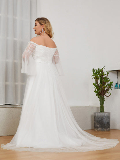 V-Neck A-Line Long Sleeves Wholesale Wedding Dresses