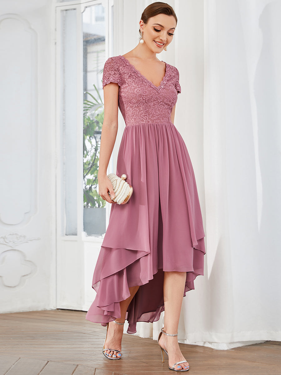 Wholesale Mother of Bridesmaid Dresses with Deep V Neck Short Sleeves