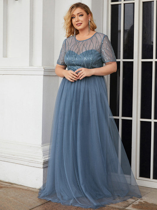 Round Neck Wholesale Sequin Tulle Mother of Bridesmaids Dresses