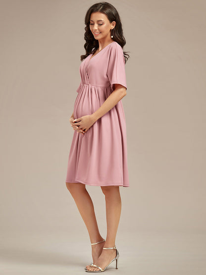 V Neck Short Pleated Wholesale Maternity Dresses