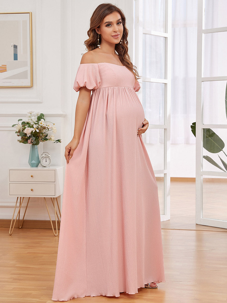 Short Sleeves A Line Floor Length Wholesale Maternity Dresses