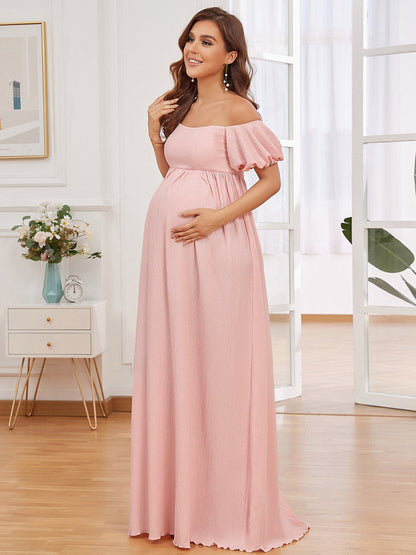 Short Sleeves A Line Floor Length Wholesale Maternity Dresses