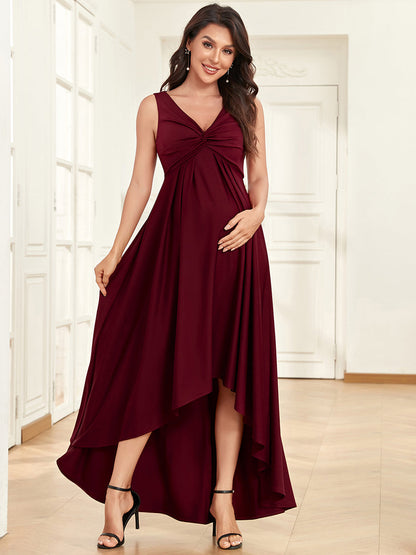 Sleeveless V-Neck Asymmetrical Hem Wholesale Maternity Dresses