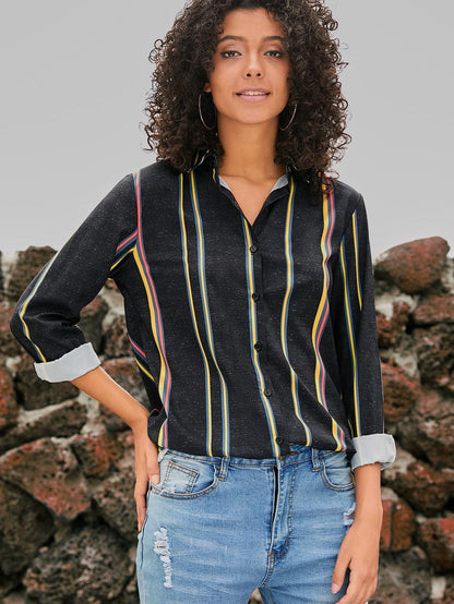 Yellow Striped Shirt with Modern Twist for Women