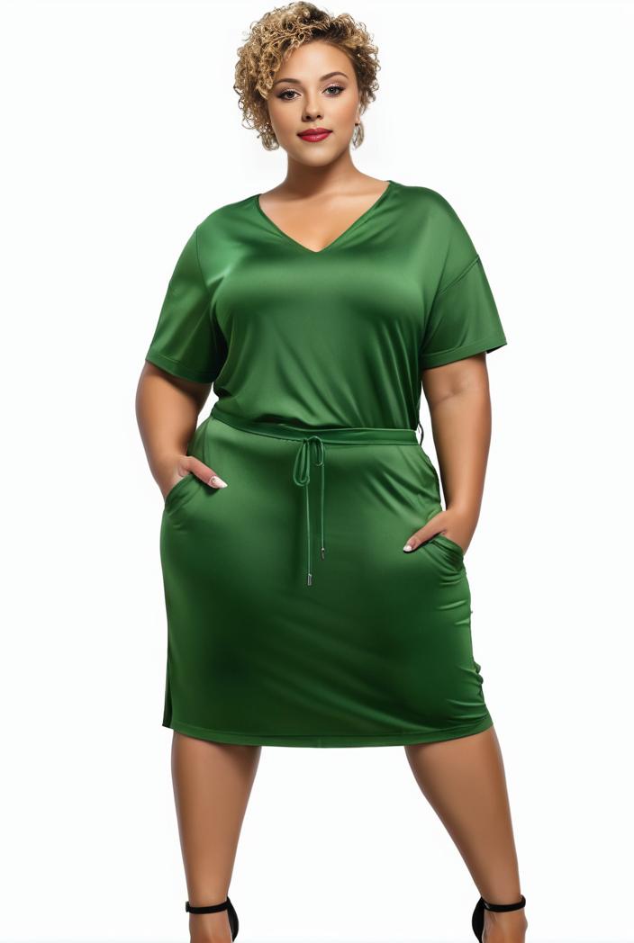 plus size faith letter print short sleeve midi dress with pockets women s plus slight stretch casual dress 108480