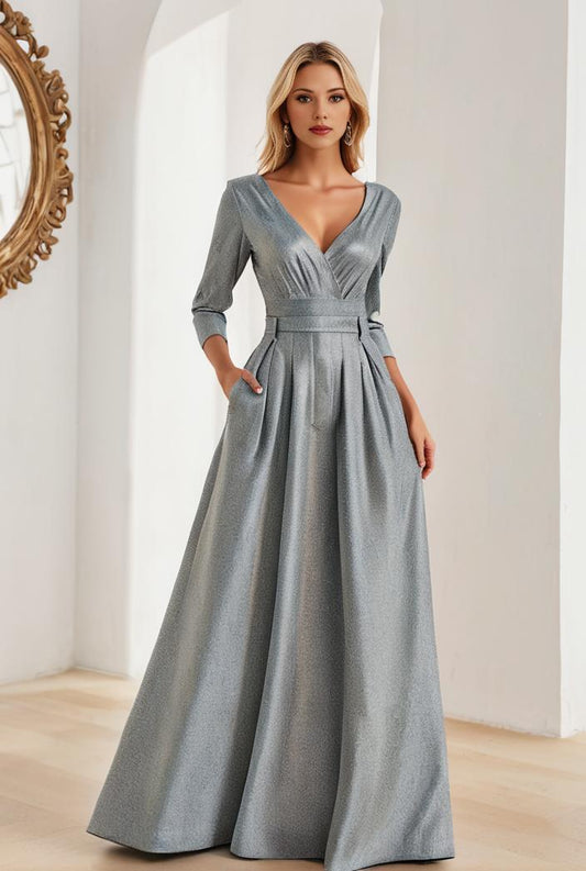 sparkling sequin maxi dress with v neckline for bridesmaid cocktail party women s attire 136297
