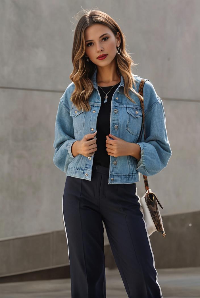 starry denim jacket with edgy details for women 136886