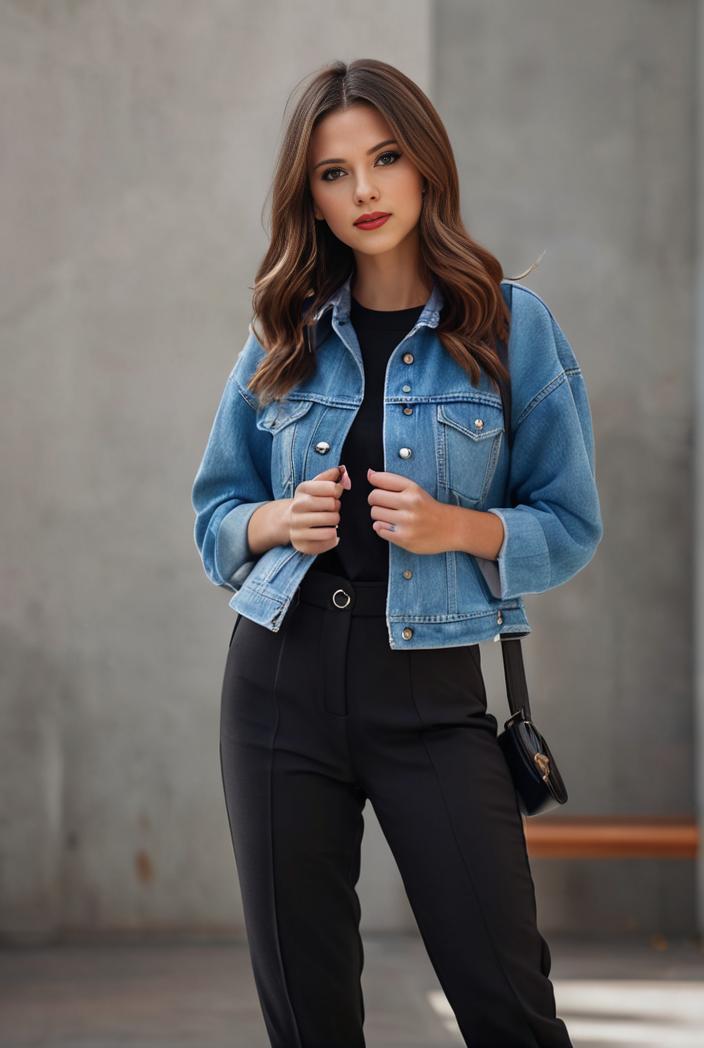 starry denim jacket with edgy details for women 136889