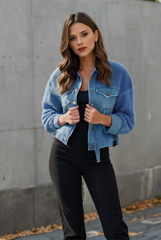 starry denim jacket with edgy details for women 136891