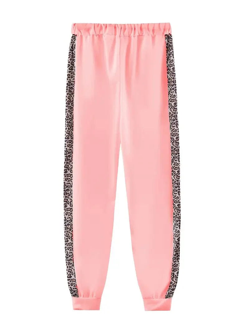 Leopard Print Co-ord Set, Hoodie Sweatshirt & High Waist Pants Combo, Women's Fashion