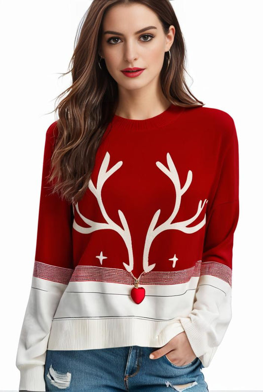 plus size christmas casual sweatshirt women s plus snowflake antler print long sleeve round neck medium stretch pullover top 116147
