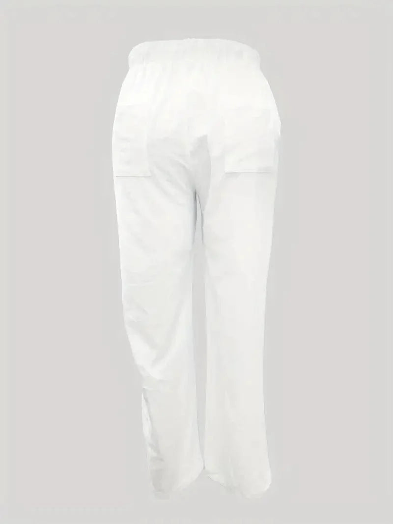 Versatile Solid Drawstring Pants with Pockets for Women