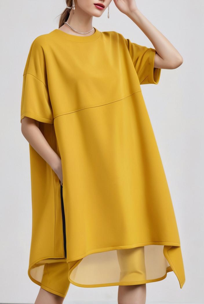 size curve dresses large size v neck short sleeve silk loose midi dress 118154