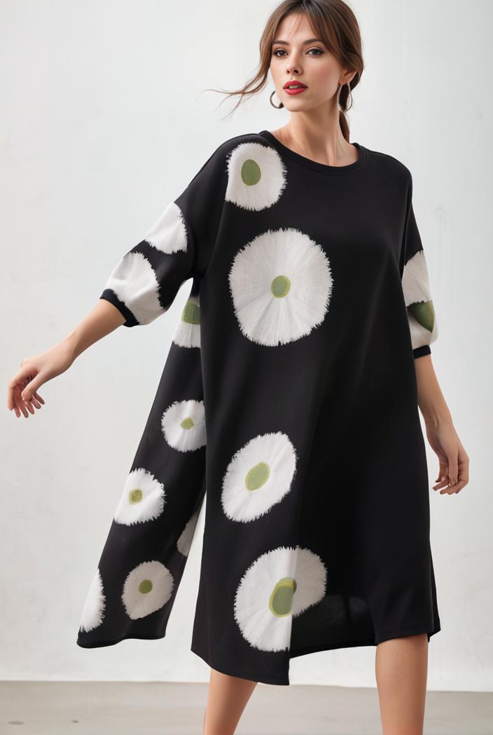 size curve dresses plus size loose elegant floral pattern stitching midi dress 118203