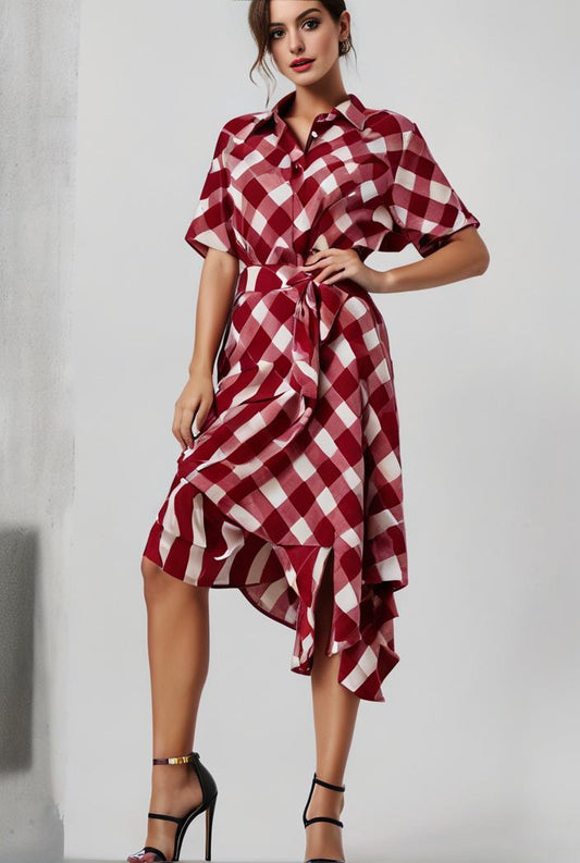 unique and chic style irregular polka dot long sleeve midi dress 123509