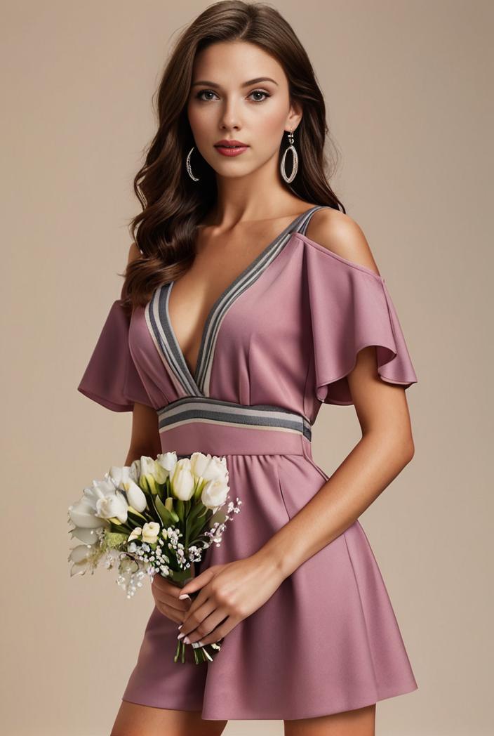 long empire waist bridesmaid dress with short flutter sleeves 149109