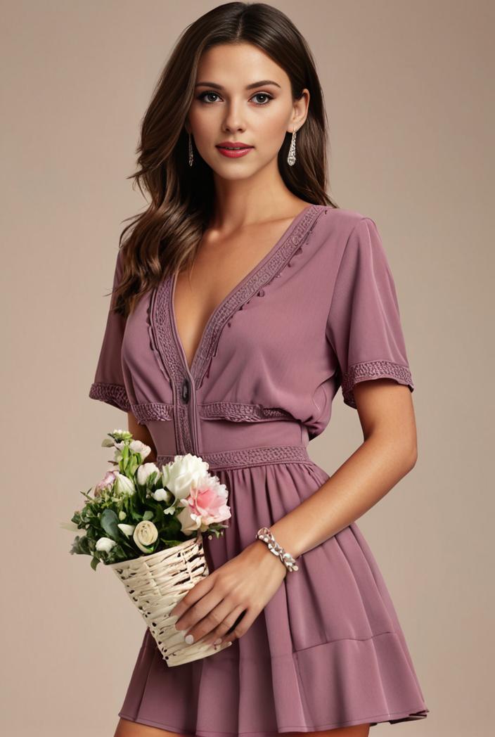 long empire waist bridesmaid dress with short flutter sleeves 149116