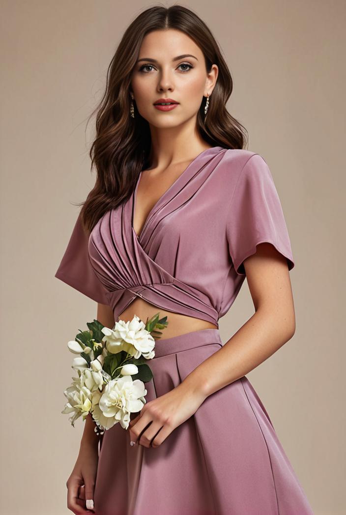 long empire waist bridesmaid dress with short flutter sleeves 149114