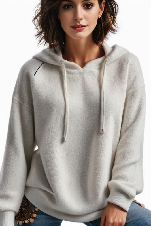 plus size casual hoodie women s plus solid ribbed long sleeve slight stretch hoodie drawstring sweatshirt 134042