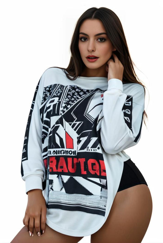 plus size casual sweatshirt women s plus graphic letter print long sleeve round neck slight stretch sweatshirt 134108