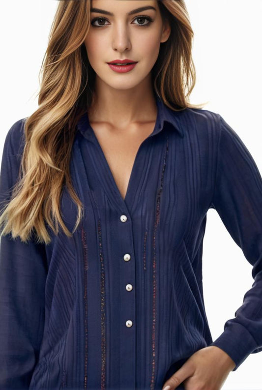 plus size casual top women s plus solid cable long sleeve button decor v neck slight stretch top 134178