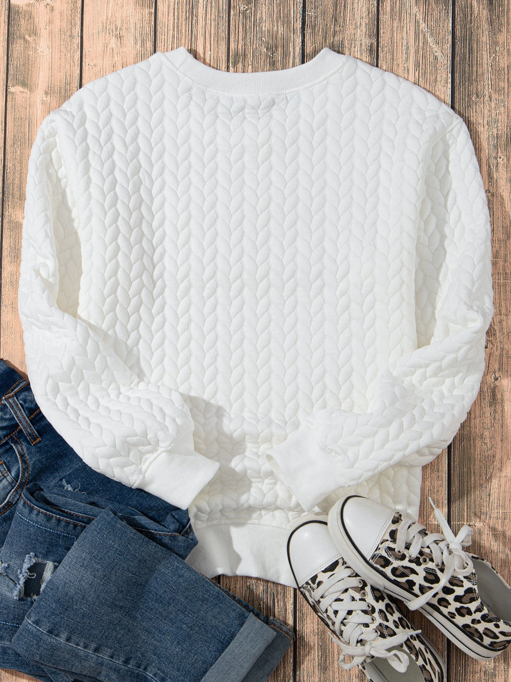 XOXO White Glitter Cable Knit Pullover Sweater