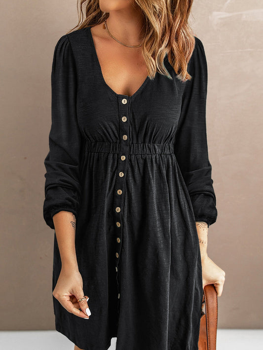 Casual Round Neck Print Long Sleeve Dress