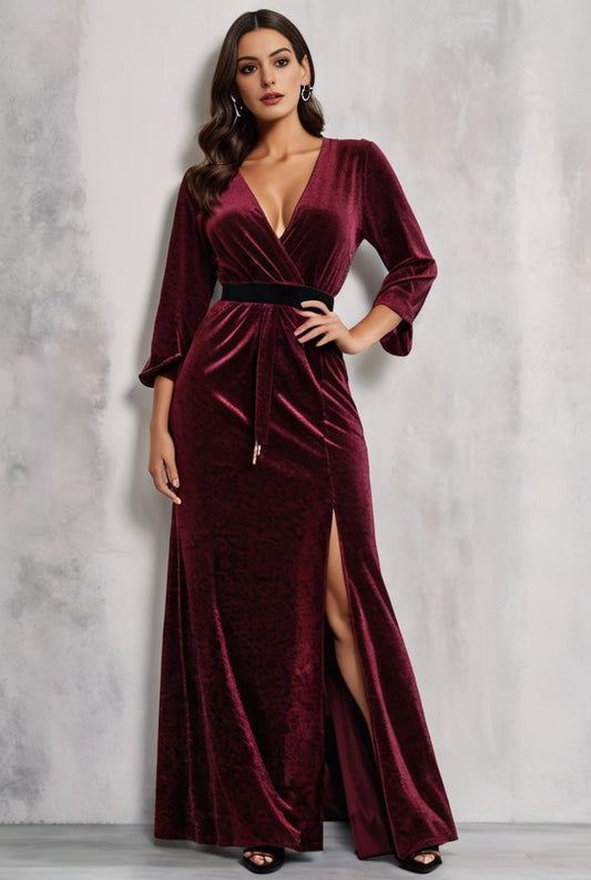 shiny v neck sequin long sleeves evening dress 135864