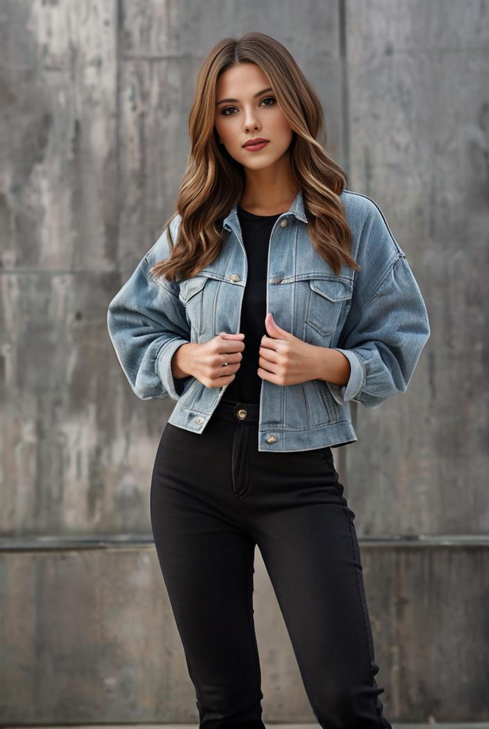starry denim jacket with edgy details for women 118711