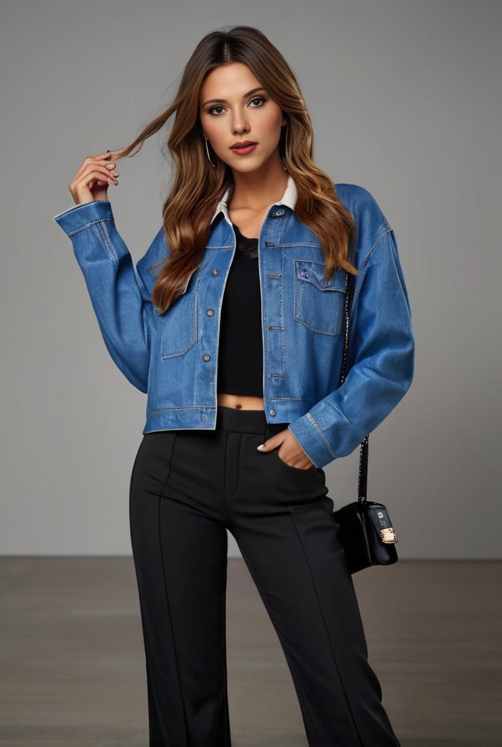 starry denim jacket with edgy details for women 118737