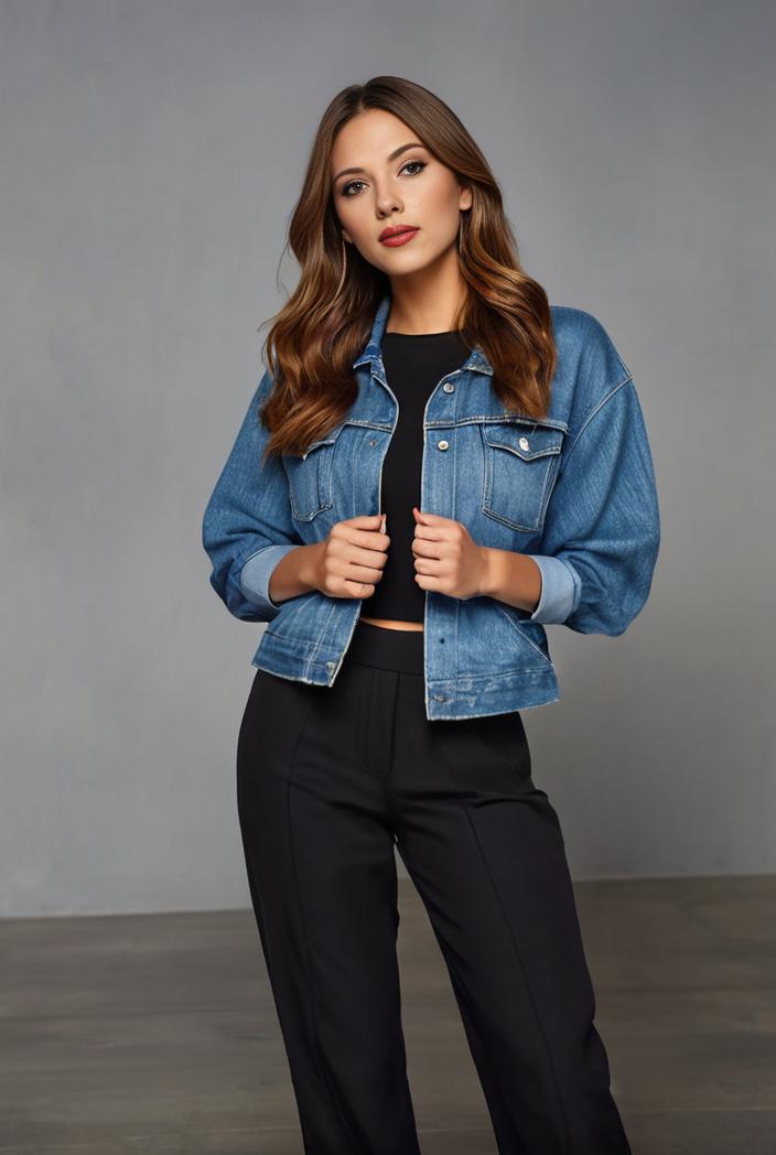 starry denim jacket with edgy details for women 118809