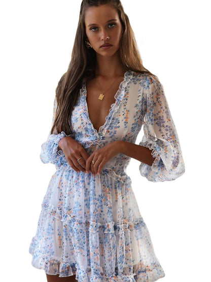 One Shoulder Comfortable And Casual Mini Dress A-Line Gypsy Bishop Poet Straight Across Off-Shoulder Paneled Dress