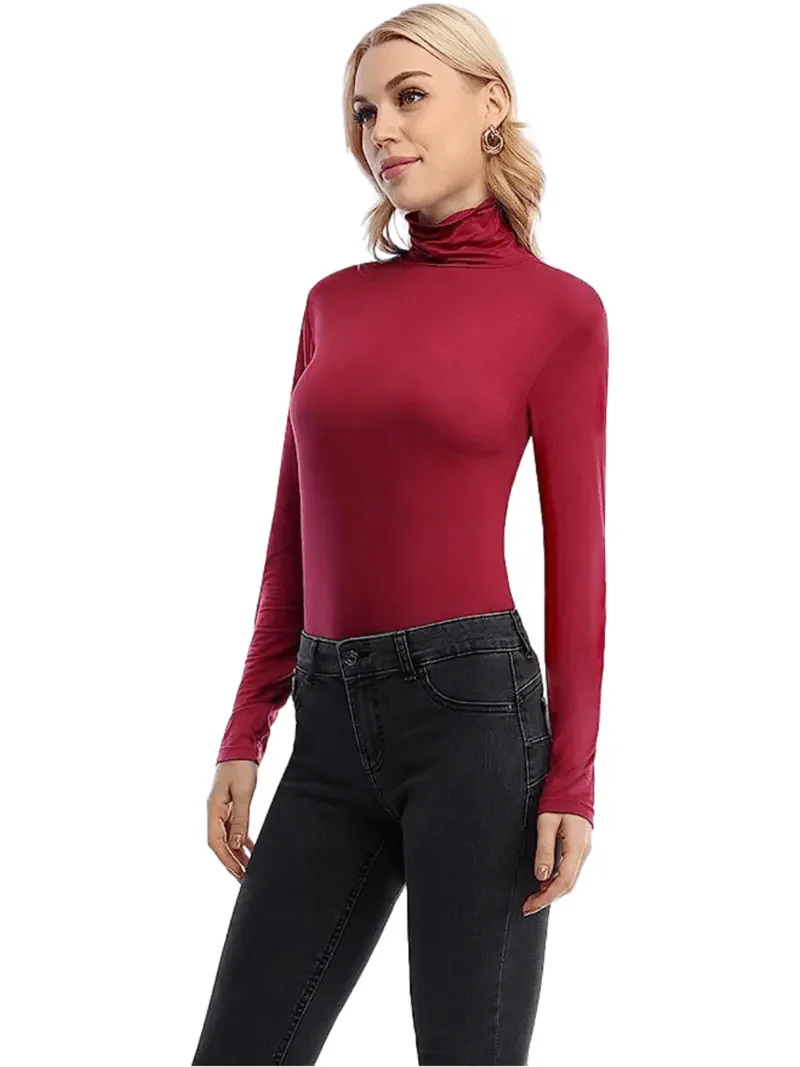 3 Sets of Turtleneck Tees, Comfy Long Sleeve Shirt Perfect for Spring & Autumn, Women's Apparel