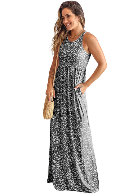 Round Neck Sleeveless Polka Dot Print Dress