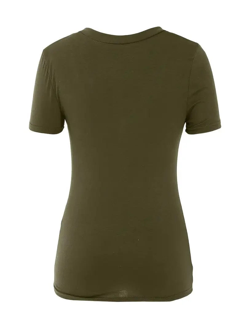 Stylish Women's Solid V Neck Tee for Spring & Summer