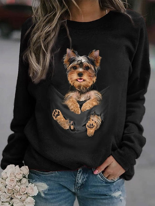 3D Print Dog Sweatshirt Pullover for Women