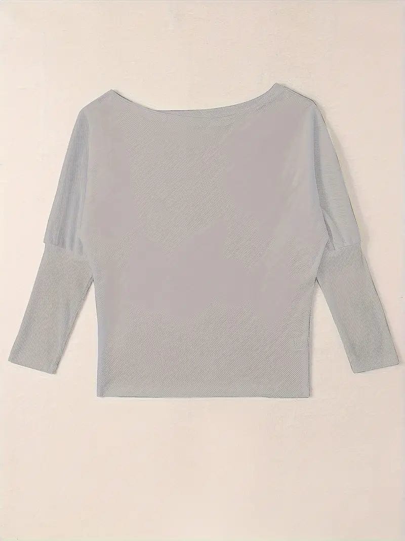 Ribbed Batwing Sleeve Top for Women, Perfect for Spring & Fall