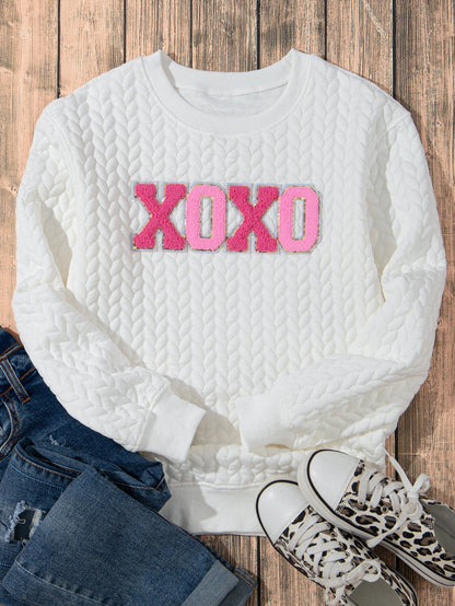 XOXO White Glitter Cable Knit Pullover Sweater