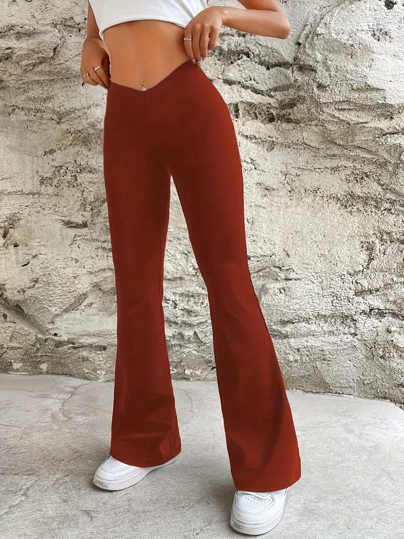 Flare Leg Casual Pants with Elastic Waistband, Women's Loose Fit Bottoms