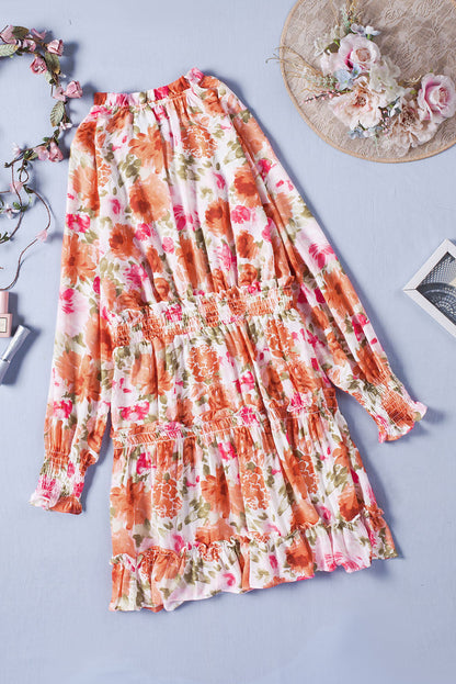 Casual Print Knee Long Sleeve Tunic Dresses