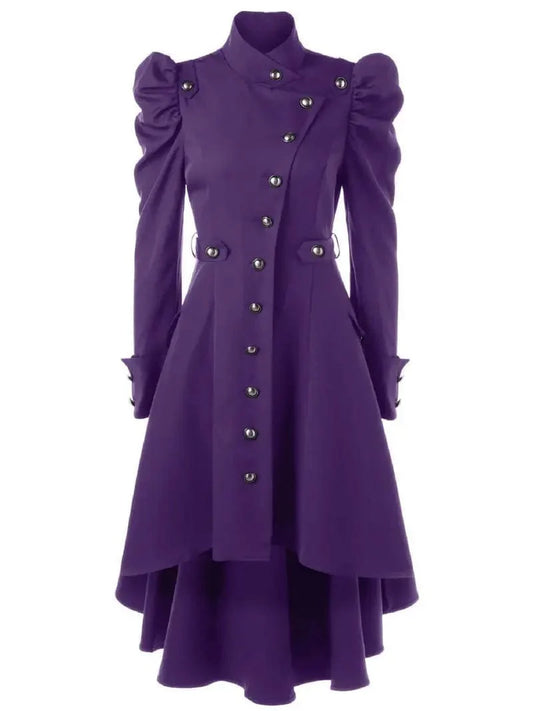 Spring Women's Pea Coat with Double Breasted Belted Buckle
