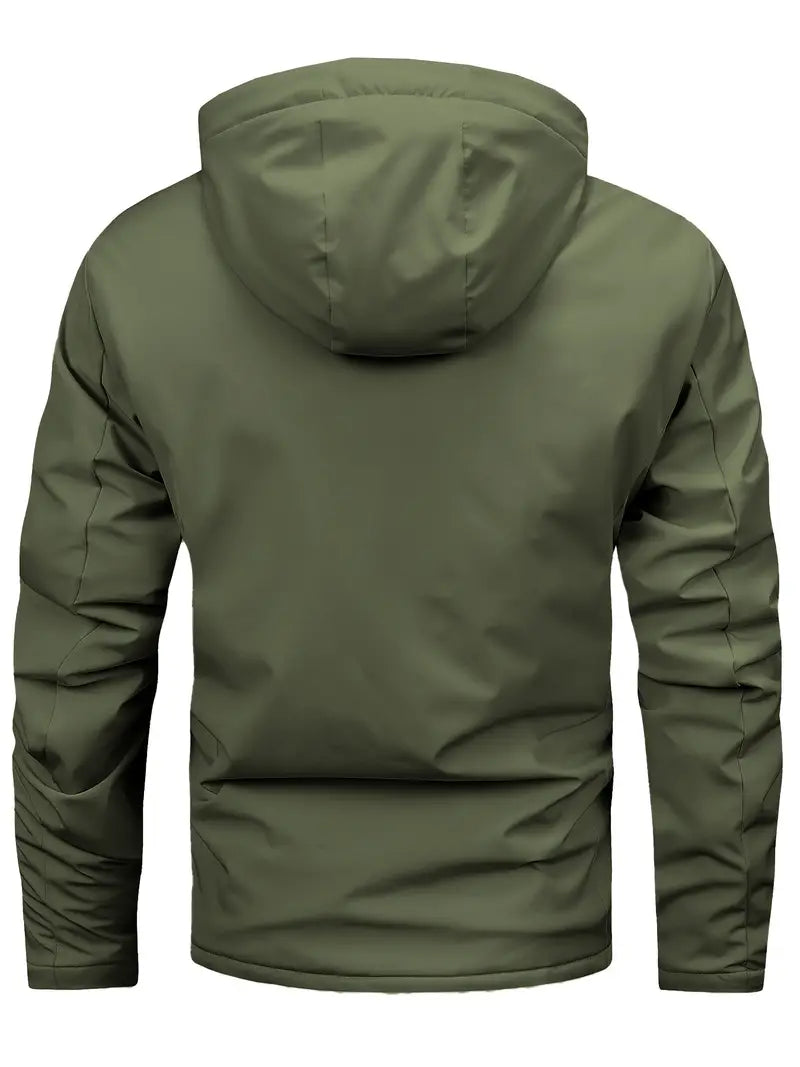 Men's Warm Fleece Hooded Winter Jacket for Outdoor Activities