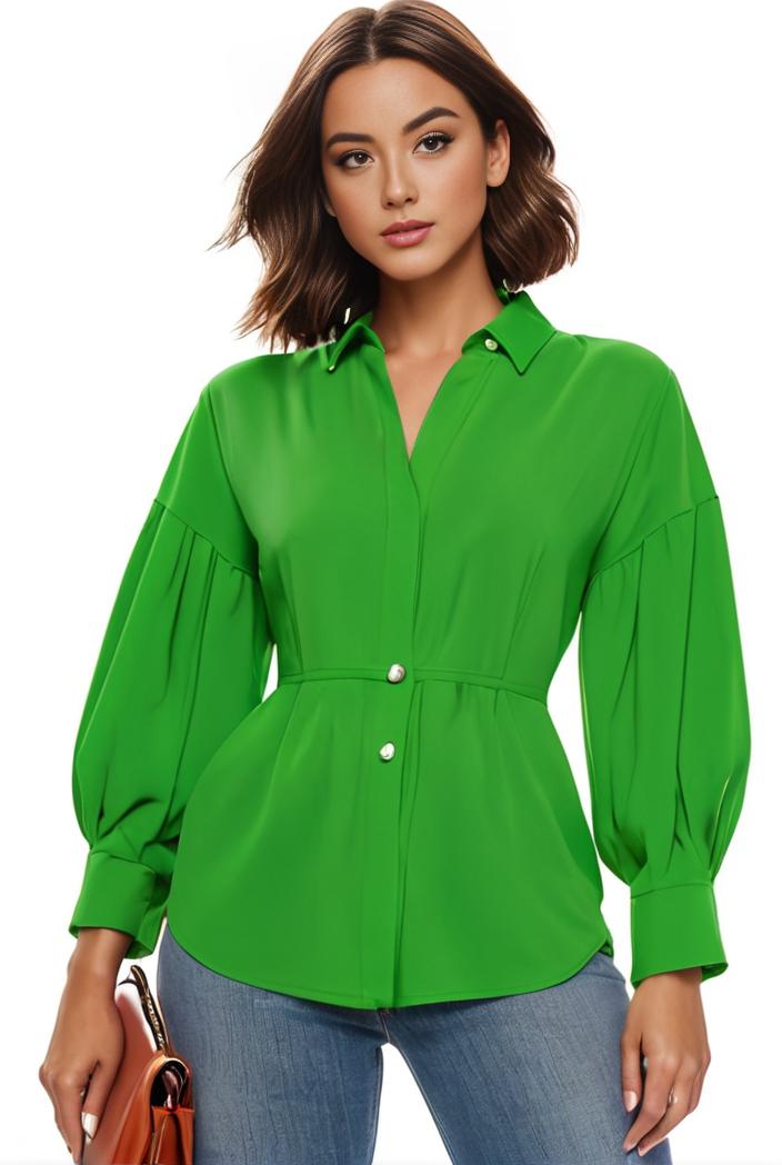 plus size casual blouse women s plus solid button up lantern sleeve turn down collar nipped waist blouse 138971