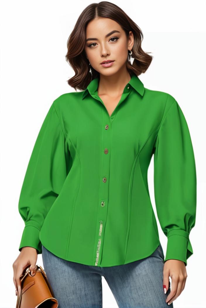 plus size casual blouse women s plus solid button up lantern sleeve turn down collar nipped waist blouse 138973