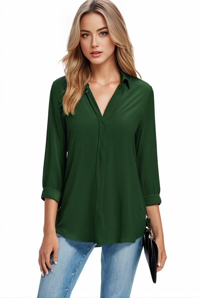 plus size casual blouse women s plus solid half sleeve turn down collar tunic top 139004
