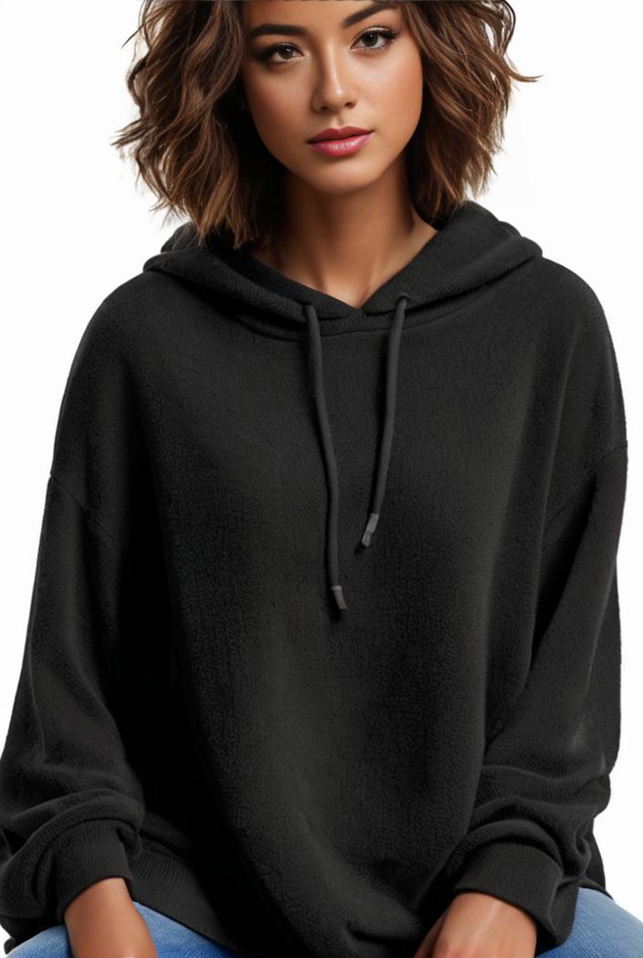 plus size casual hoodie women s plus solid ribbed long sleeve slight stretch hoodie drawstring sweatshirt 139091